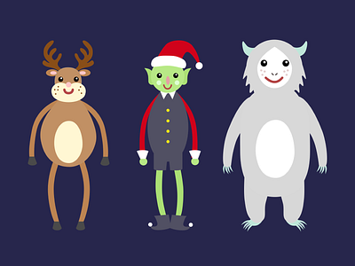 Christmas Characters abominable bigfoot christmas dancebattle deer elf merry reindeer snowman