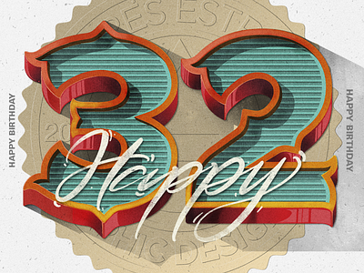 Happy 32 design flat icon illustration illustrator typography vector