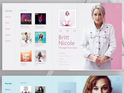 Windows Music UI app design flat minimal ui ux website