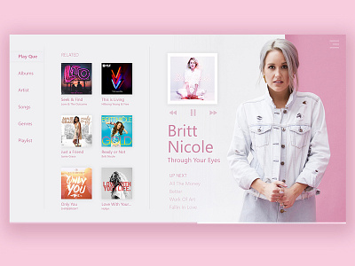 Windows Music UI app design flat minimal ui ux website