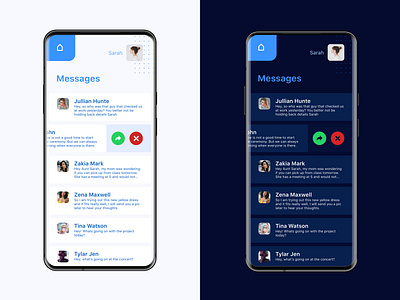 Messages for Android (Shot 2) app blue dark app dark mode dark ui flat minimal mobile app design mobile design mobile ui samsung galaxy samsung galaxy s10 simplicity social app socialmedia ui ux