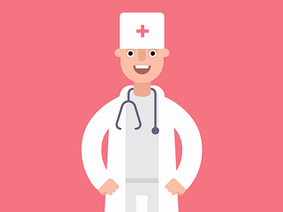 Doctor 2d avatar boy character doctor flat illustration klazki red vector