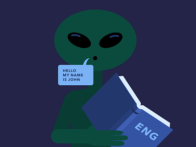 John 2d character english flat illustration super ufo