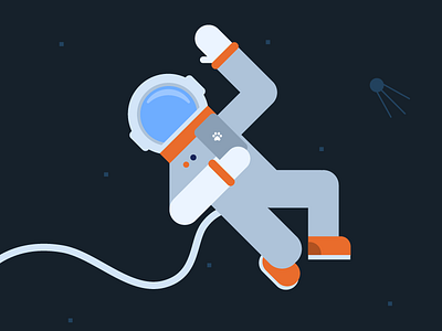 Space Man 2d character flat illustration spaceman super