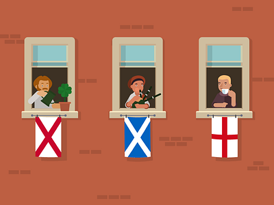 Uk character flat illustration super uk