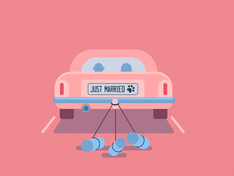 Just Married animation flat illustration