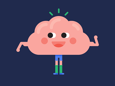 Brain character flat illustration