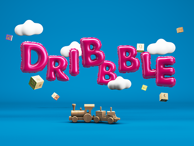 Hello Dribbble! 3d 3d artist ballon branding c4d cinema4d color concept creative debut debutshot design illustraion typography ui visual webdesign