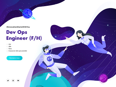 Join Us Illustration🚀 branding creation of adam e.t. flat galaxy illustration insurance insurtech outer space recruitment social media spaceman starry night ui vector web