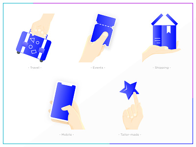 Service product category handy icon/illustration set branding event gesture graphic hand homepage icon set illustration insurance mobile product shipping startup tailor travel trend ui ux vector webdesign