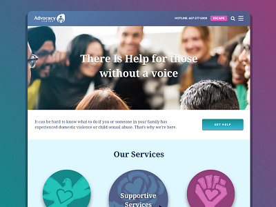 Advocacy Center of Tompkins County colors icons nonprofit responsive ui ux web