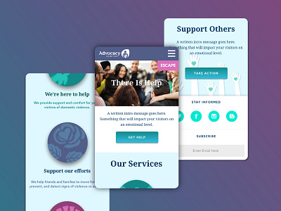 Advocacy Center of Tompkins County colors icons nonprofit responsive ui ux web