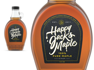 Happy Jack's Maple drip lettering maple packaging script sticky syrup type typography