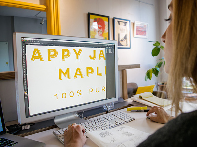 Process Work: Happy Jack's Maple Syrup brand label lettering office packaging pencil process sketch studio syrup type