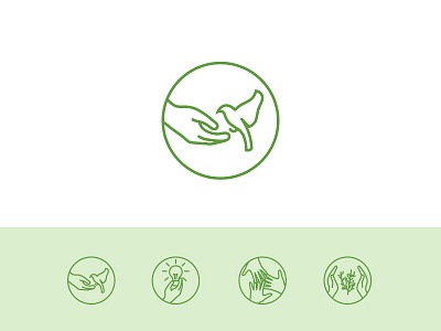 story icons bird circle green hands icon nature people sustainability symbol