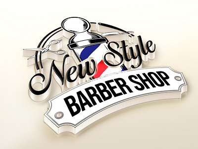New Style Barber Shop Logo 3D 3d 3d art desenhar identidade ilustração logo logotipo marca mínimo ui vetor