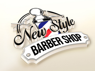 New Style Barber Shop Logo 3D by Isael Tobias dos Santos on Dribbble