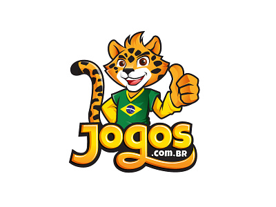 Jogos Logo brand brazil cartoon character friendly fun game identity illustration jaguar logo mascot onça pintada