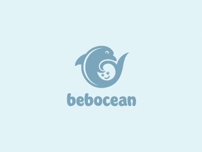 Bebocean Logo baby cute dolphin logo ocean sea shop toddler wizmaya