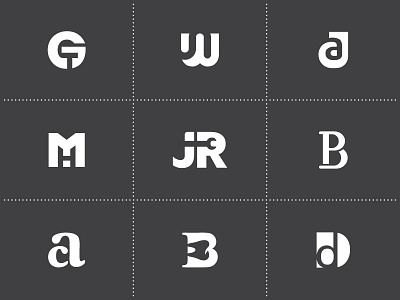 Some Initials / Monograms black and white brand custom identity initials letters logo mark monogram negative typography