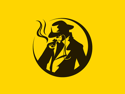 A Detective calm cigarette coat cool detective hat illustration logo mysterious mystery smart smoke