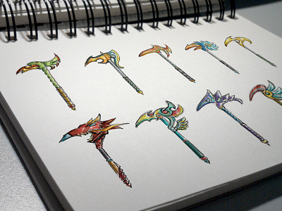 Fantasy Weapon Concepts asset concept draft fantasy game idea illustration process rough sketch weapon wip