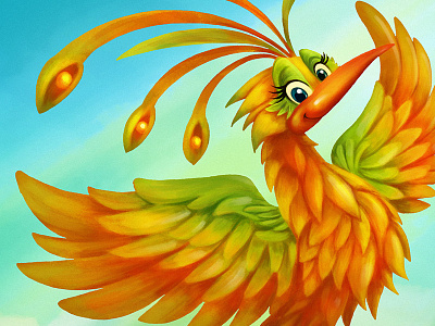 Resurrection bird cartoon character childrens book illustration cute digital painting fantasy illustration phoenix rebirth resurrection