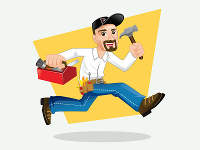 Rob Mascot brand cartoon character fix handyman illustration logo mascot vector