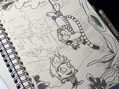 Adventure Start (WIP) calvin cartoon character draft drawing fan art hobbes illustration ink sketch wip