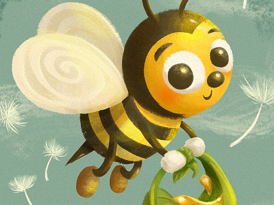 Beezy Bee bee cartoon character children cute drawing gouache illustration mascot painting