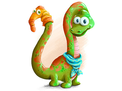 Diplodocus cartoon character children cute dino dinosaur diplodocus funny illustration juvenile mascot tall