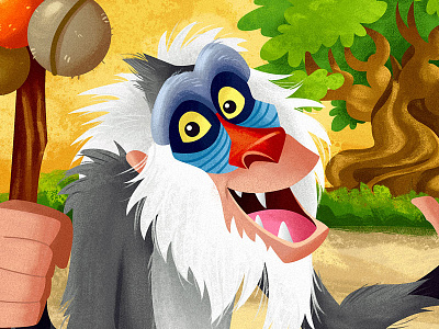 Asante Sana... animal cartoon character digital disney drawing gouache illustration painting rafiki the lion king