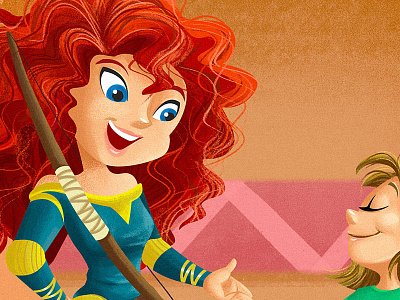 Merida brave cartoon character digital disney drawing gouache illustration merida painting pixar princess