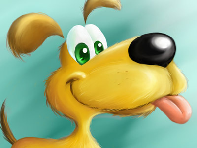 Woof! cartoon character cute dog fun illustration mascot puppy