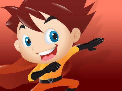 Super Pose super boy cartoon character mascot illustration fun