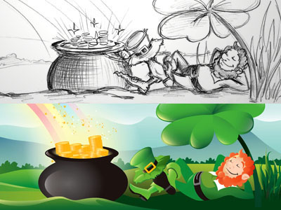 Leprechaun cartoon character holiday illustration leprechaun process progress