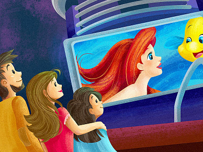 Movie Night ariel cartoon character children book cute disney drawing illustration juvenile mermaid movie