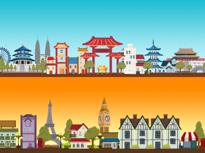 Cityscape Vector Set 1 asia city cityscape europe graphic illustration set travel vector