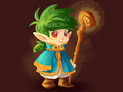 Little Wizard boy cartoon character children cute digital drawing elf illustration kidlitart magic wizard