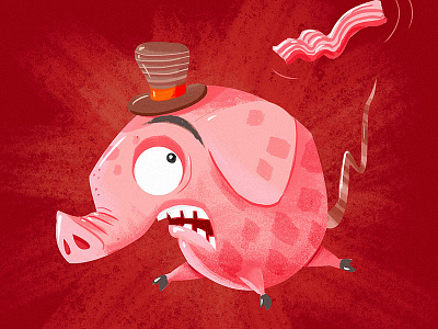 B-b-b-b-bacon!! bacon cartoon character children cute digital drawing funny humor illustration kidlitart pig
