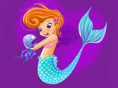 Unimpressed Jellyfish cartoon character children cute digital drawing funny illustration jellyfish kidlitart mermaid