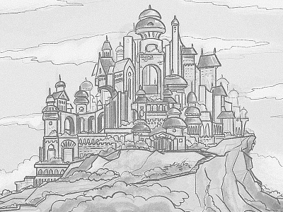Castle Sketch childrens book drawing fantasy illustration kingdom pencil sketch story wip