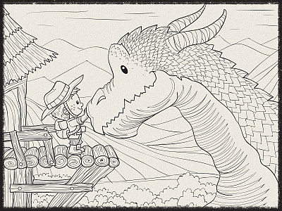 Pet Dragon boy cartoon character childrens book coloring book cute dragon drawing fantasy illustration line art whimsical