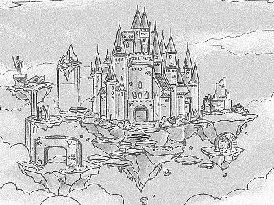 Sky Kingdom (WIP) background cartoon castle childrens book drawing fantasy illustration kingdom land sky wip