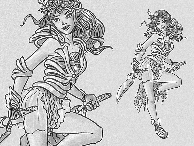 Sea Warrior cartoon character childrens book concept art drawing fantasy girl illustration sea sketch wip