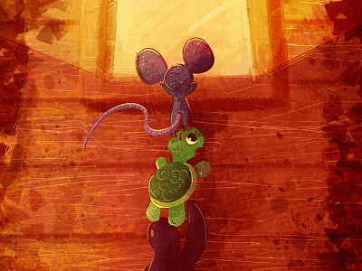 Suspiciously Curious! cartoon character children cute digital digital painting drawing illustration kidlitart mouse turtle