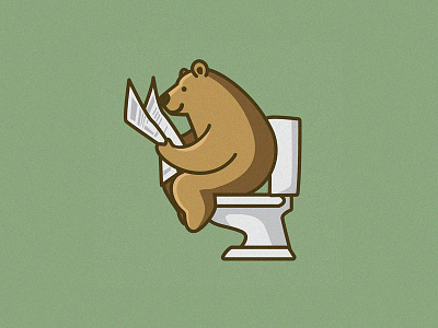 Favorite Pastime bear cartoon cute funny illustration logo toilet vector whimsical