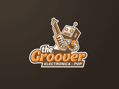 The Groover Logo Process brand character electronica groove groovy illustration logo mascot music pop process retro robot synth tune wizmaya