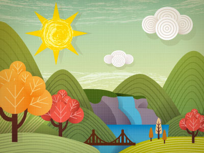 It's spring! background cartoon game hill illustration landscape mountain papercut spring