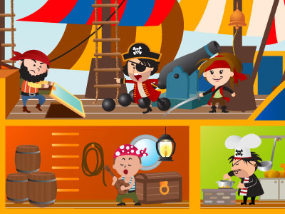 Pirate Ship cartoon character children cute game illustration ios ipad kids pirate ship